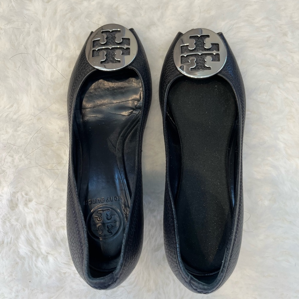 Black Tory Burch Wedges Silver Hardware